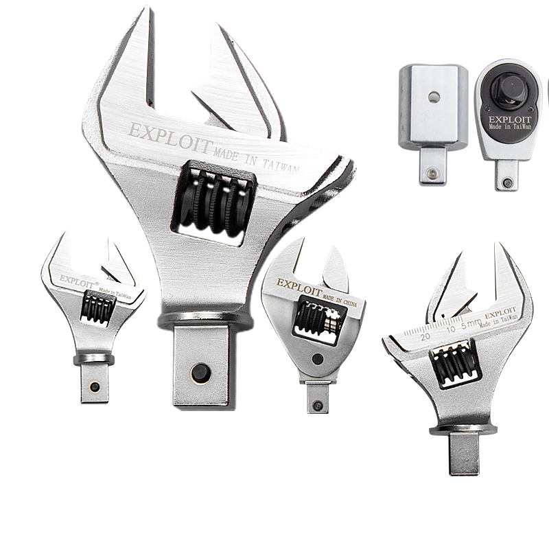 开拓台湾制造可换头扭力扳手棘轮头转接开口梅花活动头插件替换头