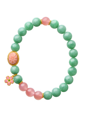 觉人苹果绿翡翠黄金深海宝石手链