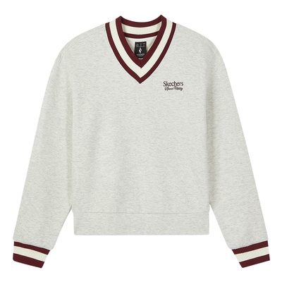 Skechers斯凯奇秋冬女针织套头衫时尚潮流V领卫衣L324W023/0248