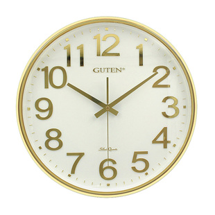 金钟宝品牌挂钟现代客厅简约时钟时尚创意钟表静音圆形金色挂钟