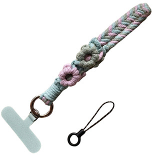 花朵手机挂绳棉绳编织文艺短款手腕手提雏菊防丢手绳夹片垫片挂饰彩色壳绳子挂环女款钥匙U盘扣欧洲旅游防盗