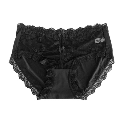 蔷薇心事 日系甜美性感三角裤纯欲风中腰蕾丝镂空少女内裤薄款