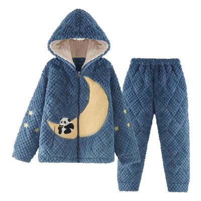 夹棉睡衣女珊瑚绒卡通噗噗熊猫