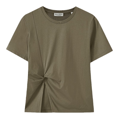 【王艳明星同款】MOP夏季新款纯棉圆领侧扭结宽松时尚短袖T恤女