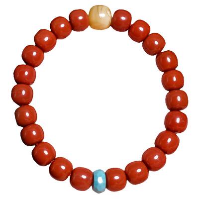 心佑南红老型桶珠手串颗颗保真