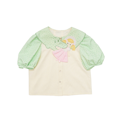 半袖鳄鱼咬娃娃洛丽塔趣味衬衫