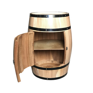 橡木桶开门红酒桶存酒柜实木葡萄酒木桶酒庄装饰桶展示储物柜定做