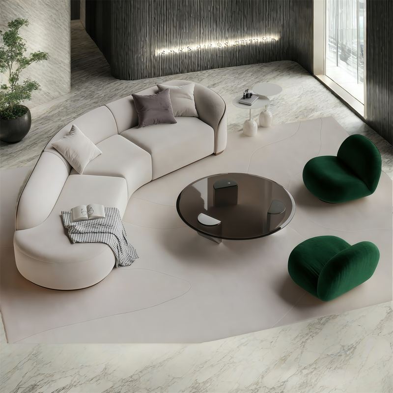 售楼处酒店大堂休息区弧形沙发组合办公楼接待室商务洽谈会客沙发