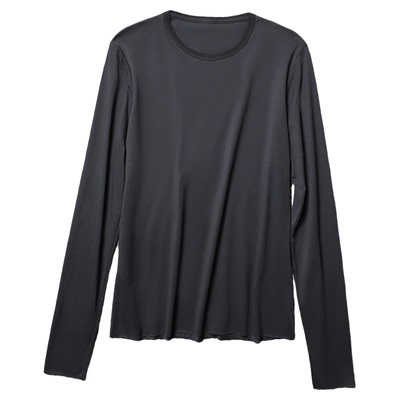 TANG TOWN 多季实穿百搭 轻薄一片式简约线条 髙级匹马棉长袖T恤