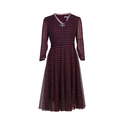 迪图气质连衣裙优雅复古波点裙子