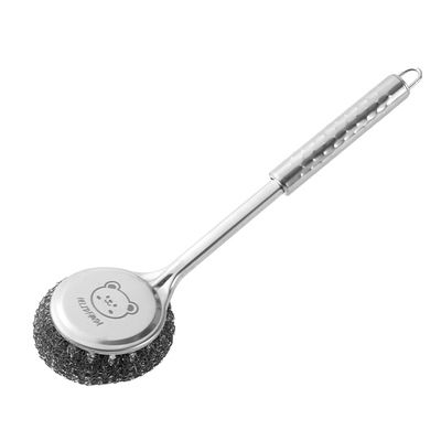 不锈钢锅刷神器厨房专用洗锅去污钢丝球长柄不脏手防滑清洁球刷子