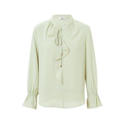 迪图通勤荷叶边系带衬衫