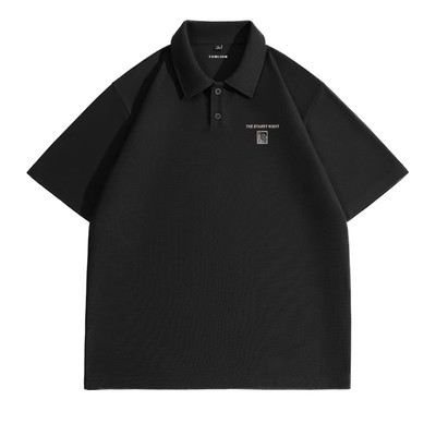 唐狮黑色POLO衫男短袖2025新款