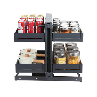 浅居铝合金橱柜转角全拉出小怪物拉篮厨房厨柜拐角旋转拉篮置物架