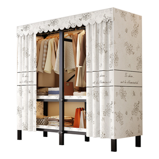 免安装一体简易组装卧室家用布衣柜加厚结实耐用折叠全钢架出租房