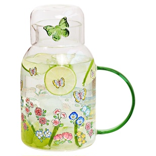 小清新玻璃冷水壶耐高温凉水壶杯子大容量家用带盖泡茶玻璃冷饮杯