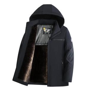 红蜻蜓可拆连帽中老年男士棉服外套冬季保暖加绒加厚爸爸冬装棉衣