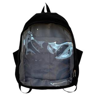 百搭简约40cm娃包大容量学生校园双肩包初中高中生书包透明痛包女