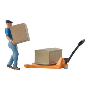 1:64搬货搬运工人箱子送货微缩人偶模型沙盘小人微拍道具手办摆件