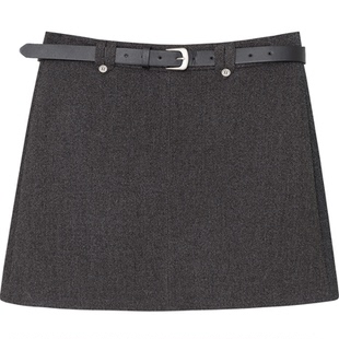 高腰毛呢半身裙女高智感气质修身显瘦包臀A字裙防走光呢子短裙潮