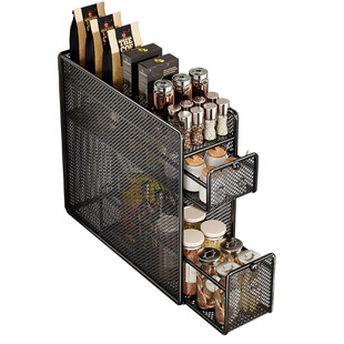 厨房置物架多功能侧面抽拉式抽屉柜极窄边调味品台面调料架收纳盒