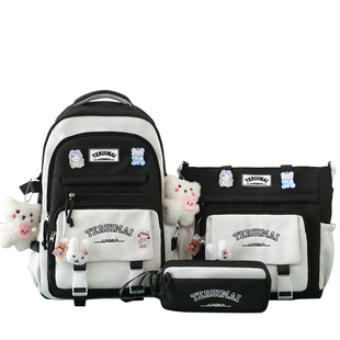 2025新款书包女小清新初中生大容量三件套高颜值小学生可爱双肩包