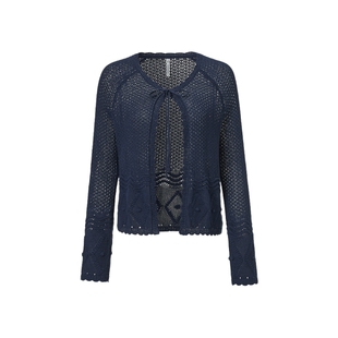 VGRASS维格娜丝夏季毛针织薄开衫和纸纱镂空肌理慵懒风披肩上衣女