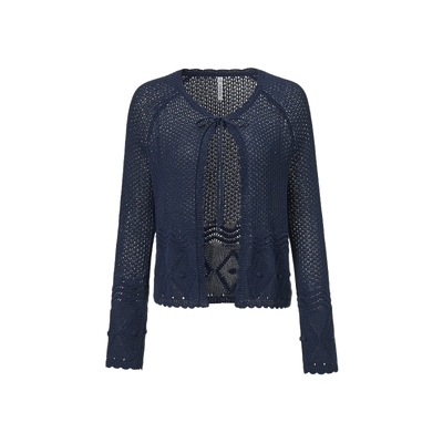 VGRASS和纸纱镂空肌理针织开衫女