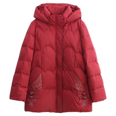 依佈妈妈装2025冬装新款羽绒服中老年女士中长款国风加厚保暖外套