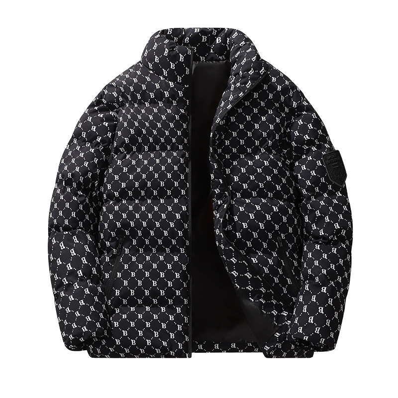B字款棉衣男士面包服棉衣拉链口袋棉服连帽开衫棉衣青年保暖外套