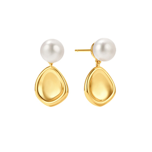 Onchic扁圆珍珠耳环女天然淡水珍珠耳钉高级感轻奢小众设计耳饰