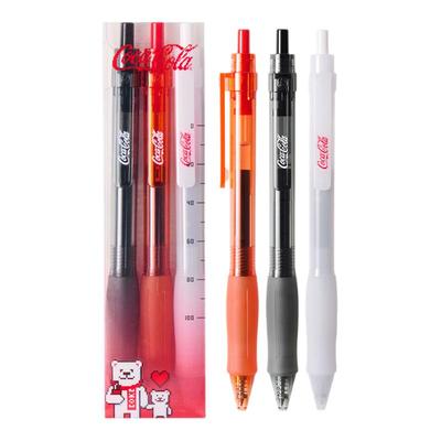 KACO｜「可口可乐」联名凯宝熊芯壮志3支装按动式黑笔0.5高颜值按动ins风学生书写刷题顺滑办公考研高颜值