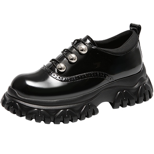 MIO米奥春夏牛津鞋女深口单鞋中性乐福鞋运动厚底增高德比鞋