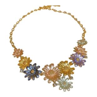 夸张度假风彩色滴油雏菊大花朵项链轻奢小众时尚气质颈链锁骨链女
