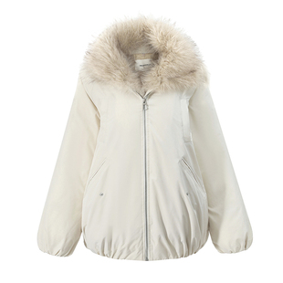 NON RESTRAIN三防加厚白鸭绒羽绒服女可拆卸毛领宽松保暖皮草外套