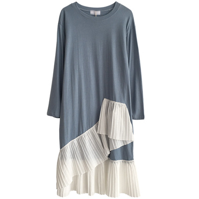 春装新款设计裙摆宽松长袖连衣裙