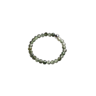 Ciel原创手工天然绿发晶戒指2mm极细迷你切面不规则指环关节尾戒