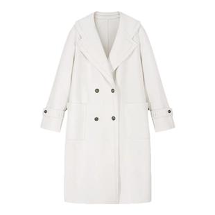 PIT复古绵羊毛长款双面呢外套女2025冬装新款高级感呢子大衣外套