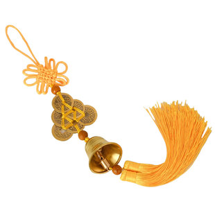 2026五黄二黑镇守令铜铃铛挂饰黄绳真品六顺八顺帝钱铜葫芦门对门