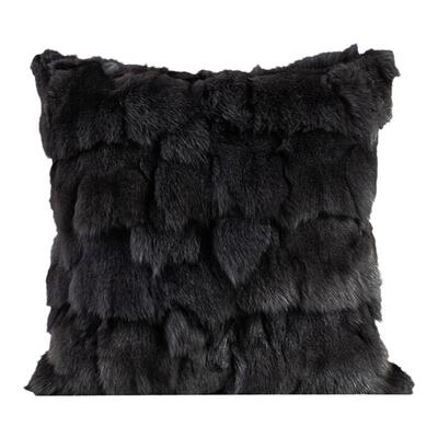 ELINLONYAIN黑灰色狐狸毛方枕