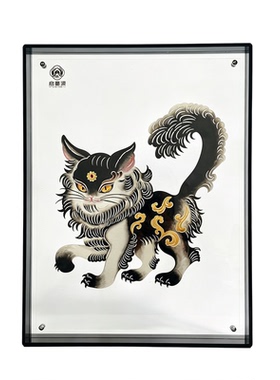 皮影玄猫装饰画摆件非遗文化伴手礼乔迁升学礼物手工diy猫咪染色