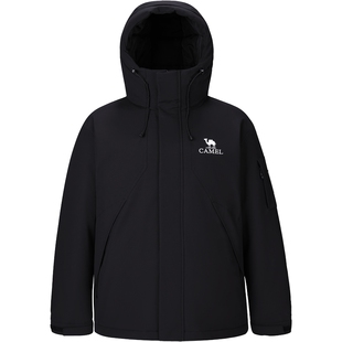 骆驼女装机能长派克羽绒服2026春季新款连帽加厚保暖防泼水外套男