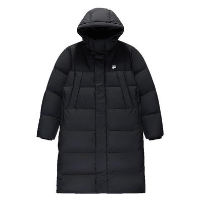 FILA FUSION斐乐潮牌情侣款鹅绒长款羽绒服2025冬季新款连帽外套