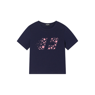 FORNINES凉感短款星星短袖T恤女生显瘦修身正肩上衣夏季收腰打底