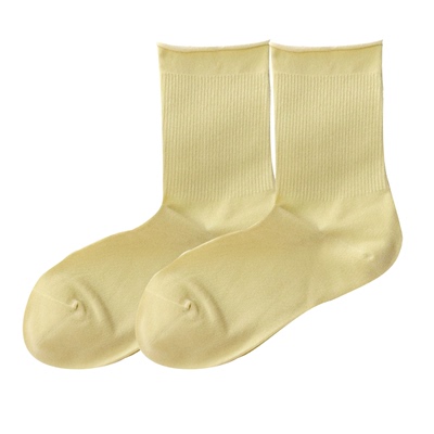 纯色卷边袜子女中筒袜简约百搭款