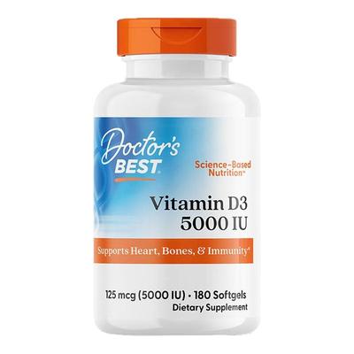 美国金达威DoctorsBest多特倍斯阳光维生素vd3软胶囊5000IU钙180