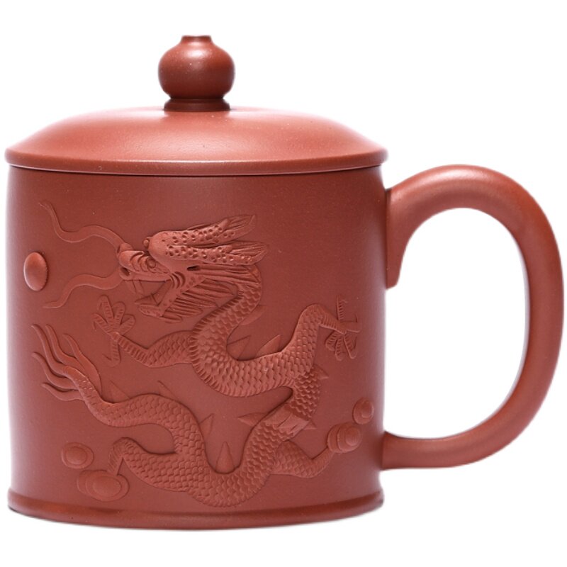 紫砂泡茶杯原矿朱泥带把喝水
