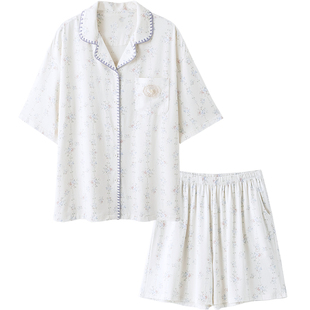 SLEEPTIGHT凉感天丝棉睡衣女款夏季短袖短裤法式风碎花夏天家居服