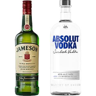 【进口】Absolut绝对伏特加+尊美醇爱尔兰威士忌500ml×2洋酒特调