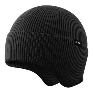 李宁帽子男士冬季新款加厚护耳防寒保暖针织帽爸爸中年老人毛线帽